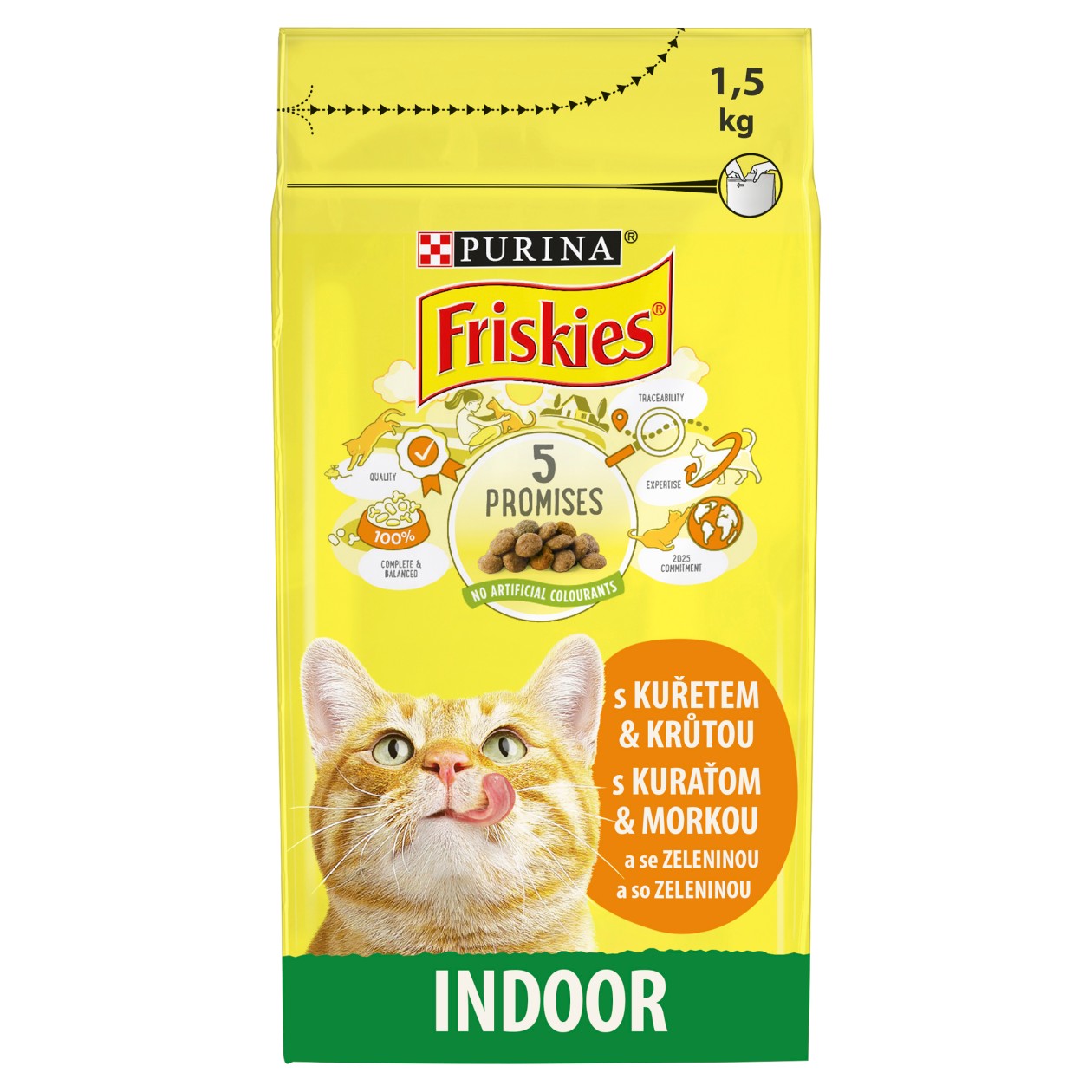 Friskies® Indoor Pro Kočky Žijící V Bytě S Lahodnou Kombinací Kuřete A Krůty A Se Zeleninou 1,5Kg