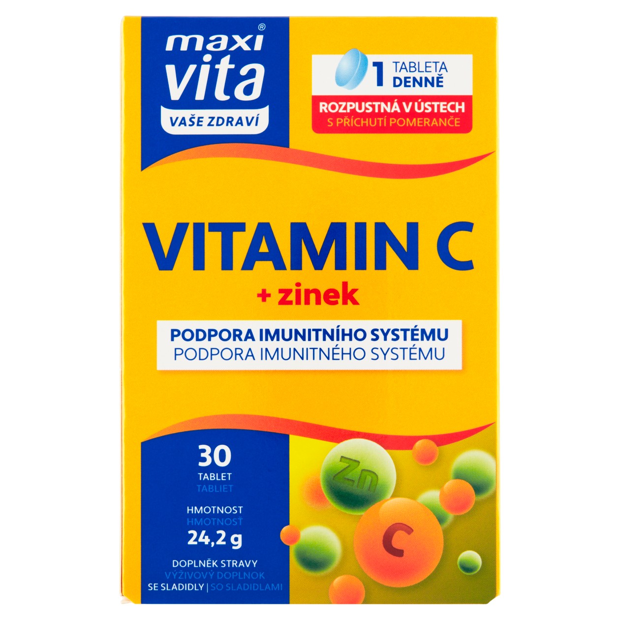 Maxi Vita Vaše Zdraví Vitamin C + Zinek 30 Tablet 24,2g
