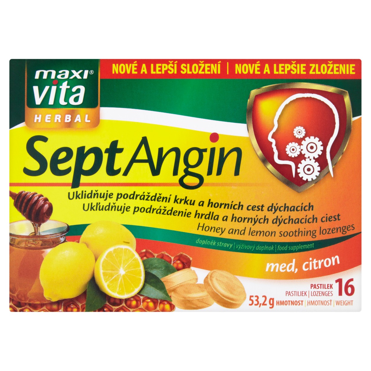 Maxi Vita Herbal Septangin Honey, Lemon 16 Pastils 53.2g