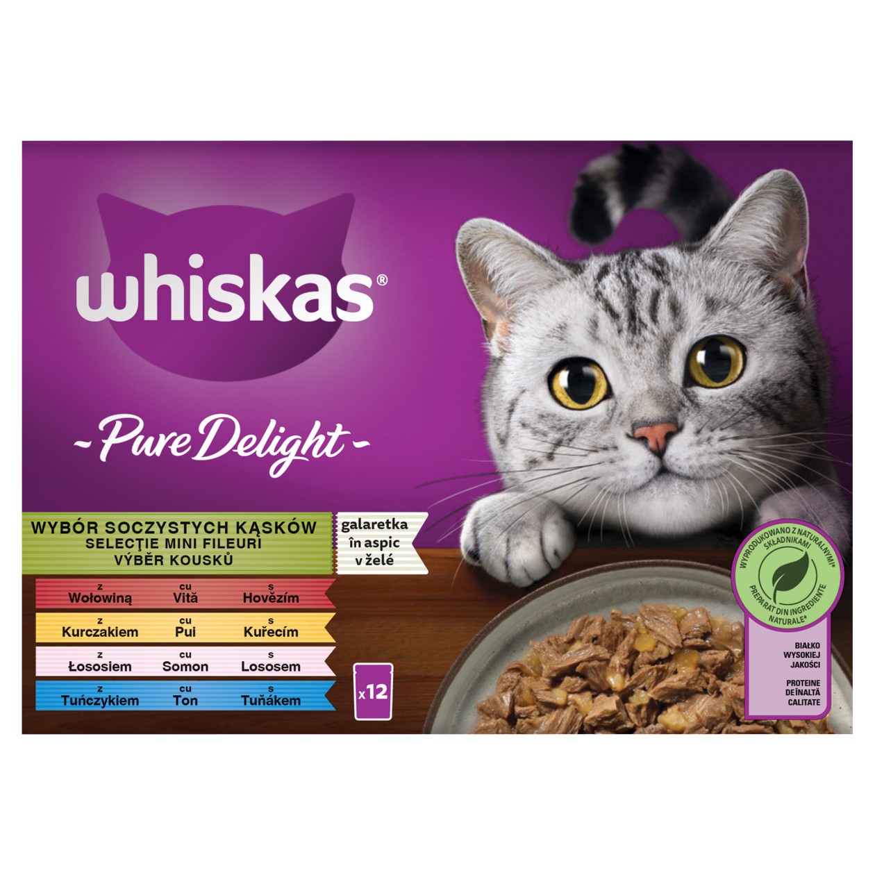 Whiskas Pure Delight Výběr Kousků V Želé 12 X 85g (1,02Kg)
