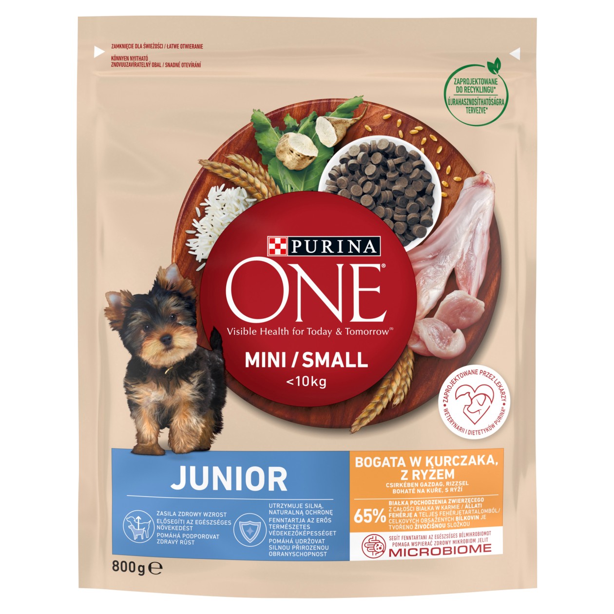 Purina One Mini/Small < 10 Kg Junior, Rich In Chicken, With Rice 800g