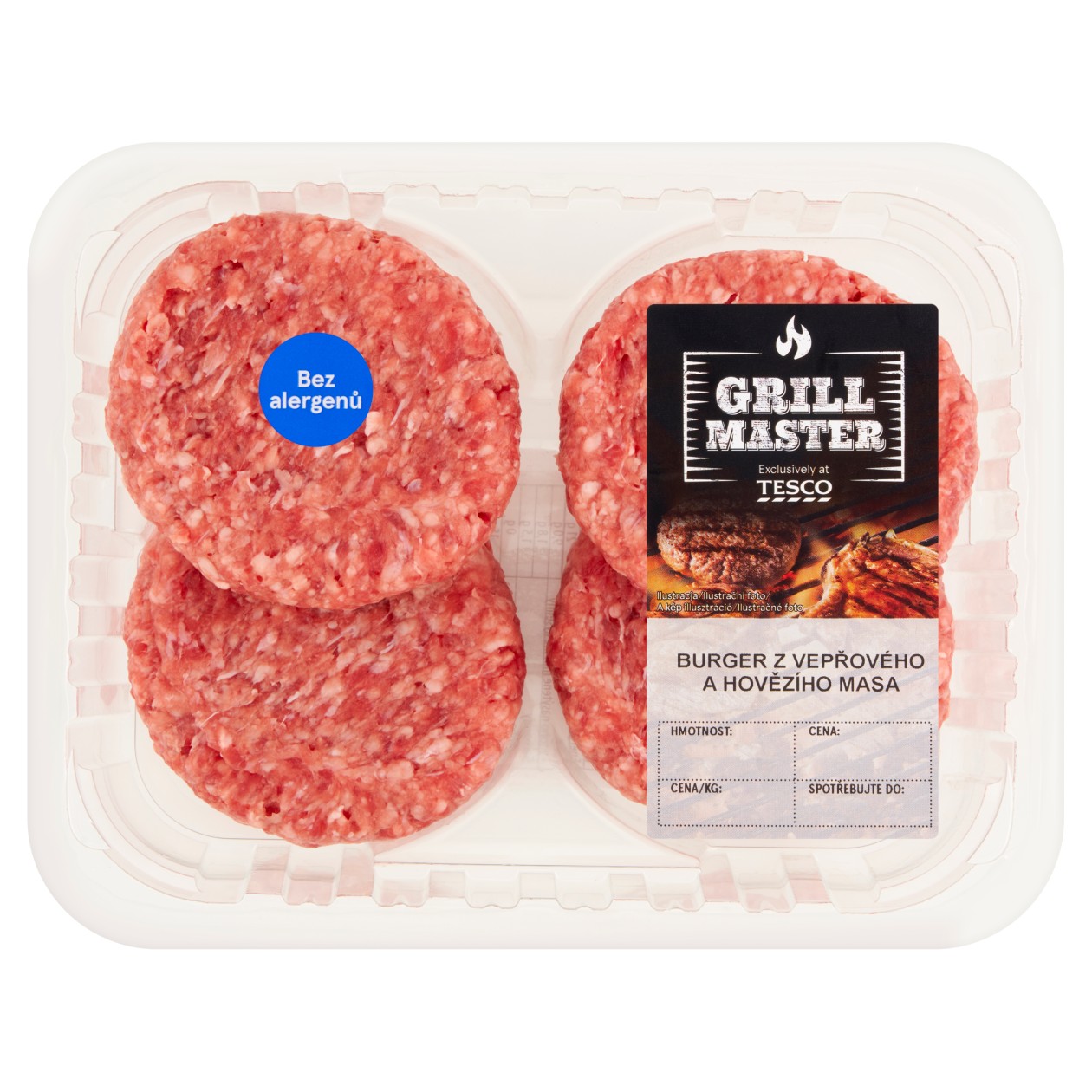 Tesco grill Master Burger Z Vepřového A Hovězího Masa 0,440Kg