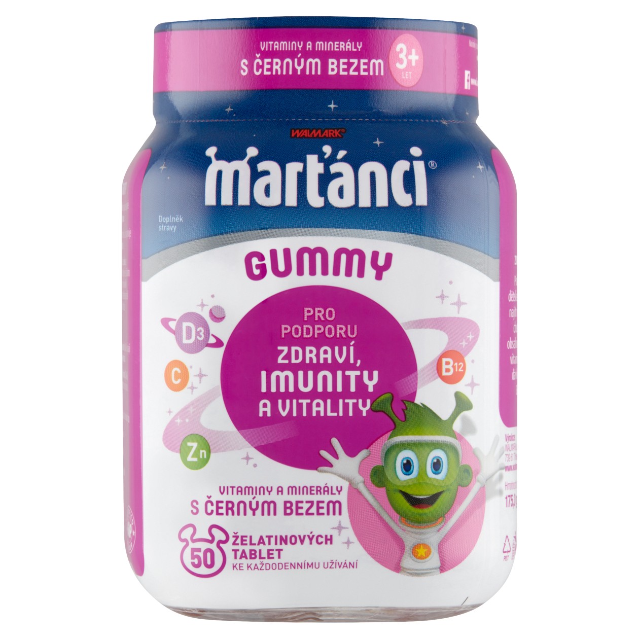 Walmark Marťánci gummy Vitaminy S Černým Bezem 50 Ks 175,0g