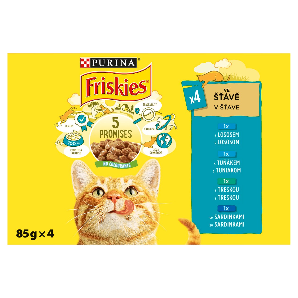 Purina Friskies Multipack S Lososem, Tuňákem, Treskou, Sardinkami Ve Šťávě 4 X 85g