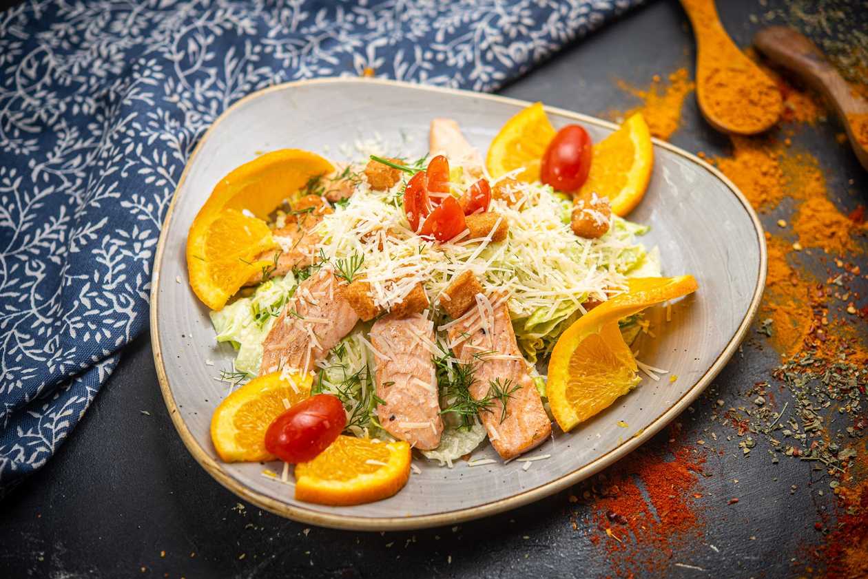 Caesar Salad with Salmon
