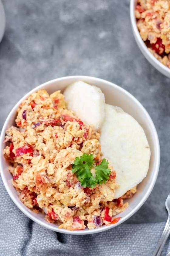 BOILED YAM AND EGG STEW