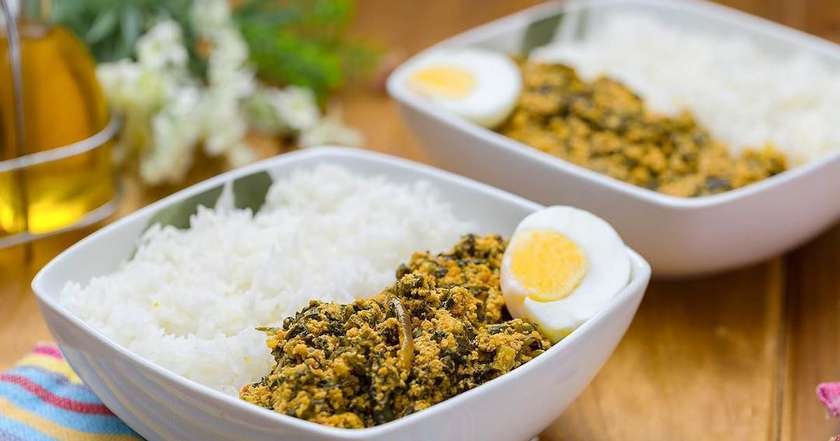 Rice with Palava Sauce and Chicken