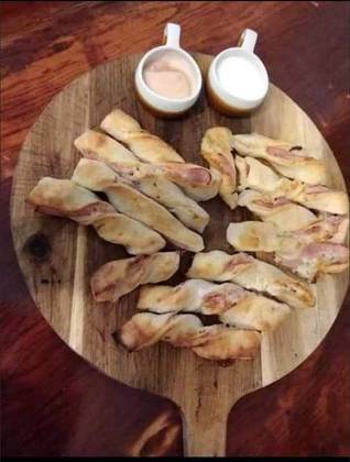 Baguettes with spicy salami