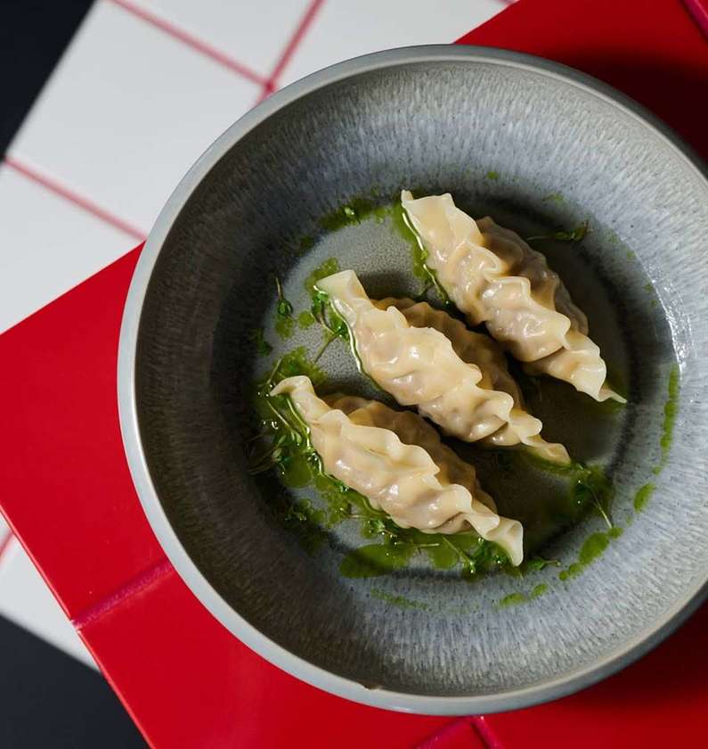 Vegetable gyoza with homemade ginger vinegar