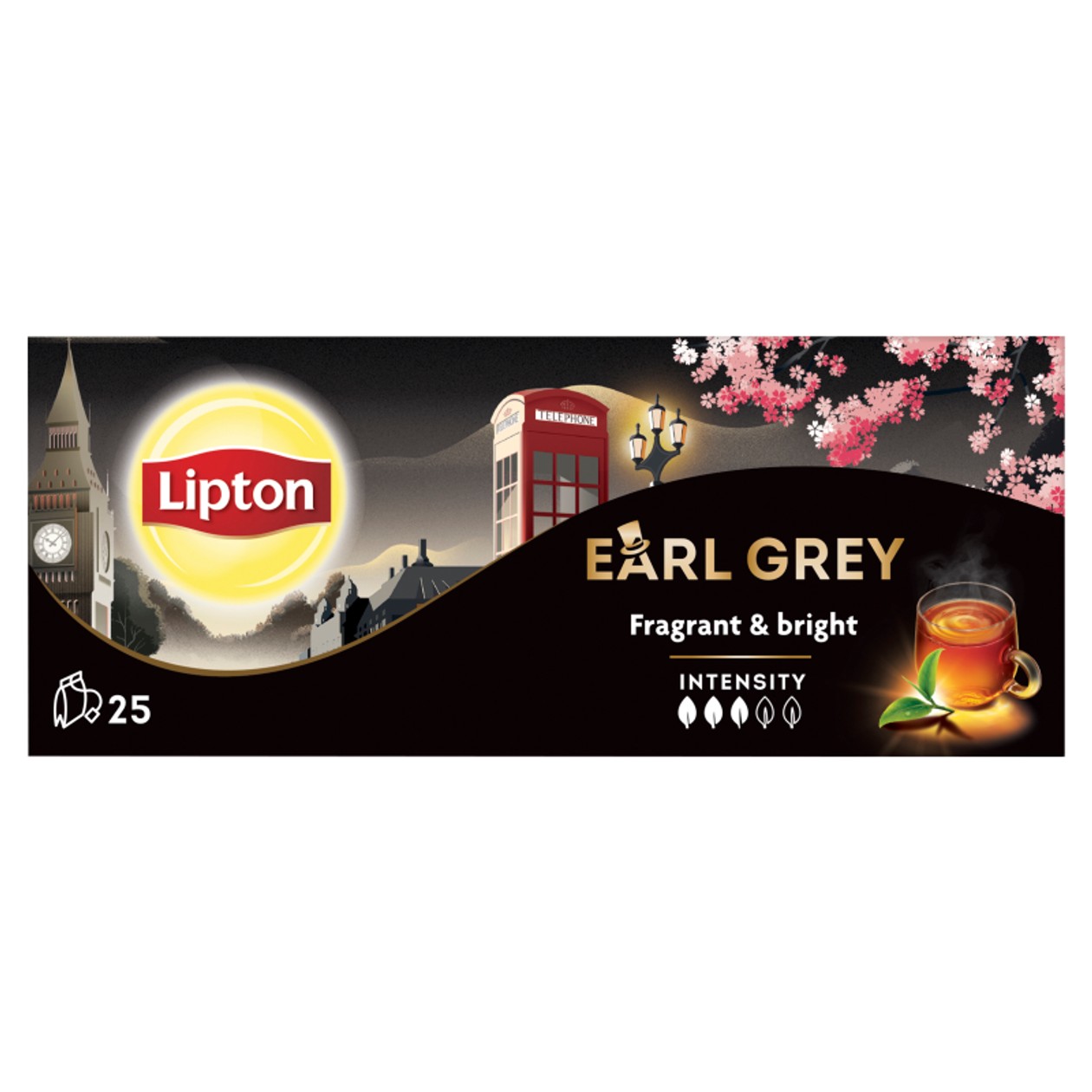Lipton Earl grey Černý Čaj Aromatizovaný 25 Sáčků 37,5g