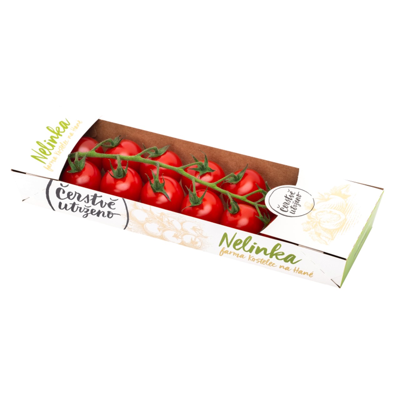 Čerstvě Utrženo Nelinka Cherry Rajčata Třešňovitá V Hroznech 250g