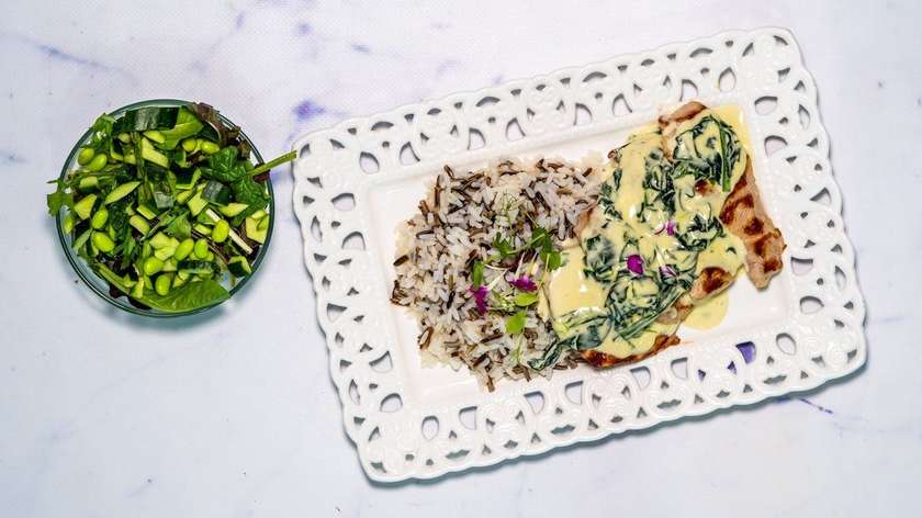 Pork Loin In Creamy Spinach Sauce