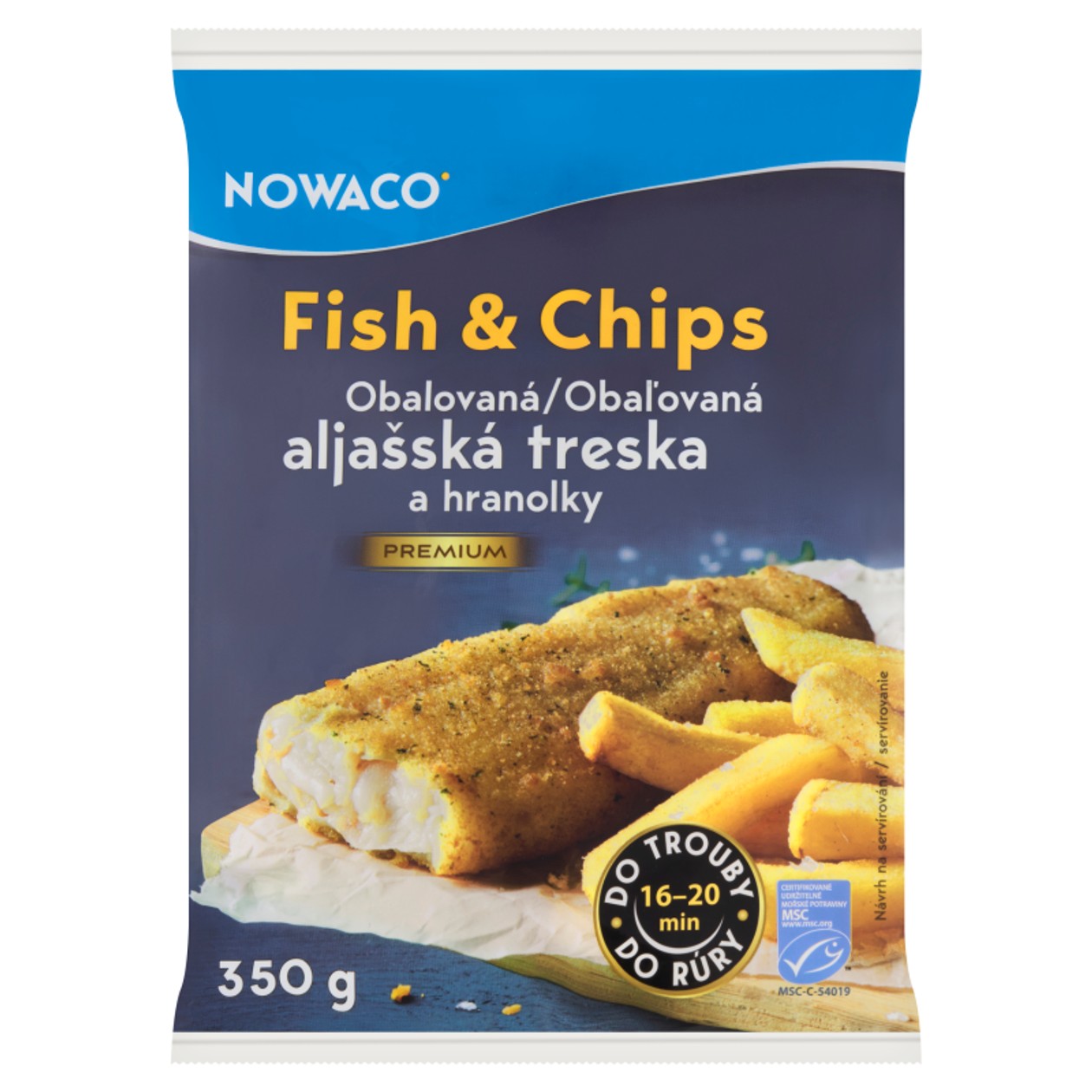 Nowaco Premium Fish & Chips Obalovaná Aljašská Treska A Hranolky 350g