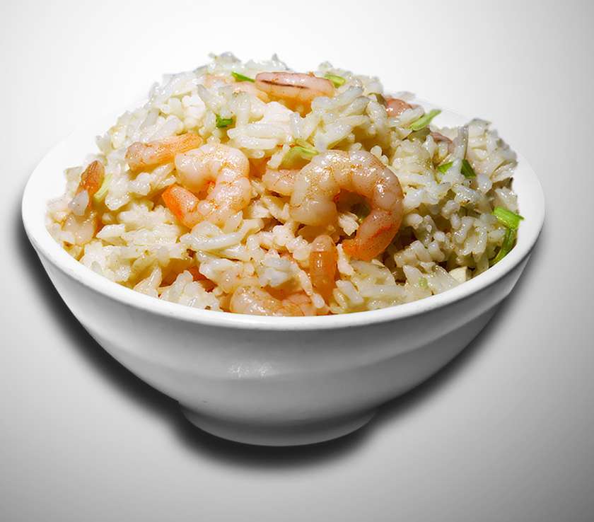 Rice with shelled shrimp