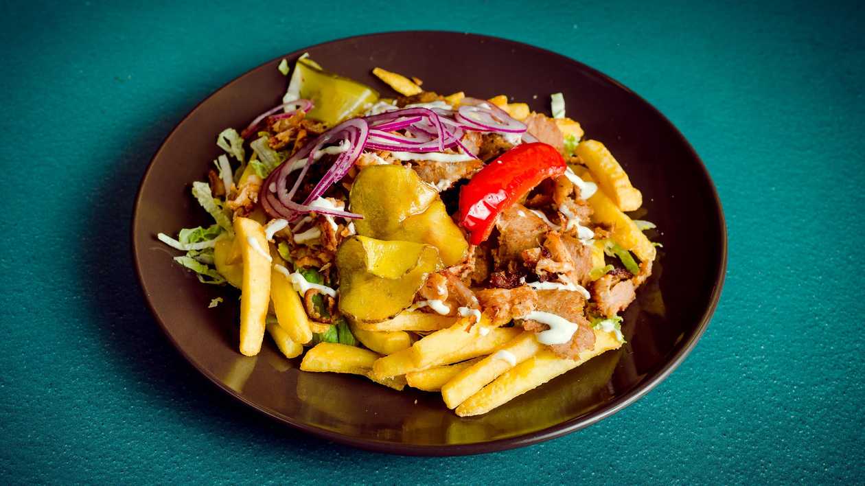 Meat with salad
