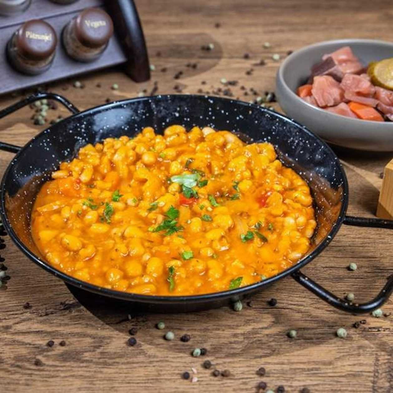 Bean stew with rustic pickles