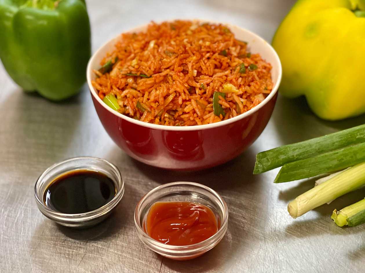 Schezwan prawns fried rice