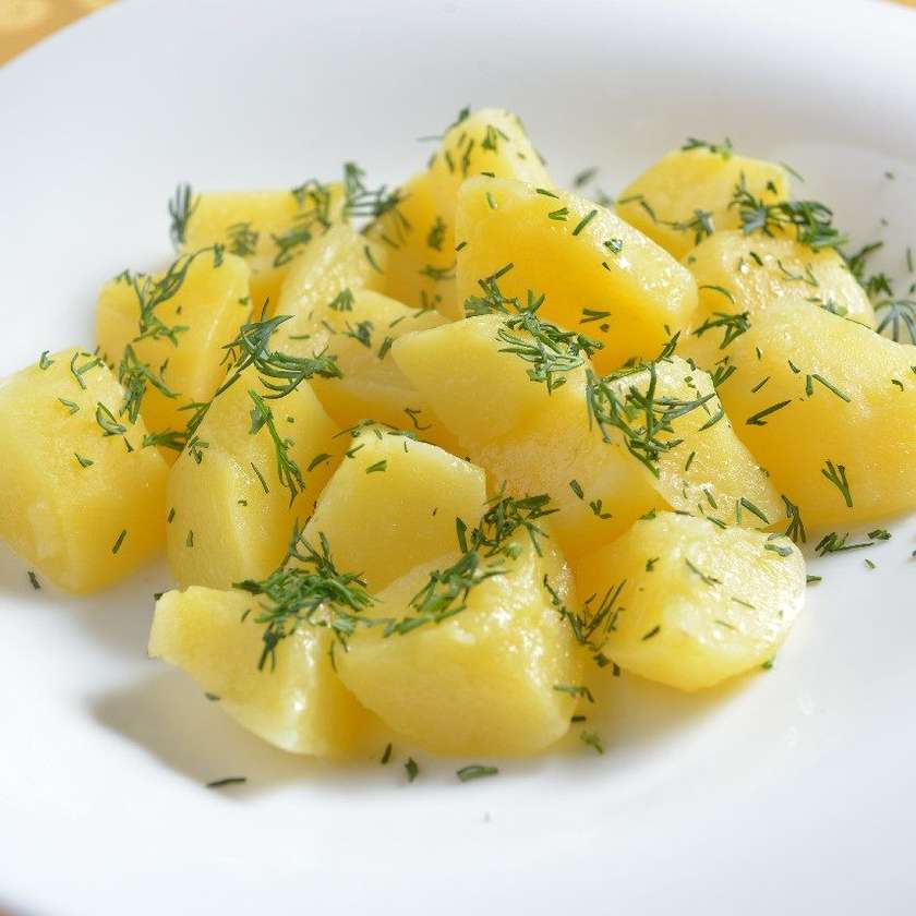 Cooked potatoes with butter