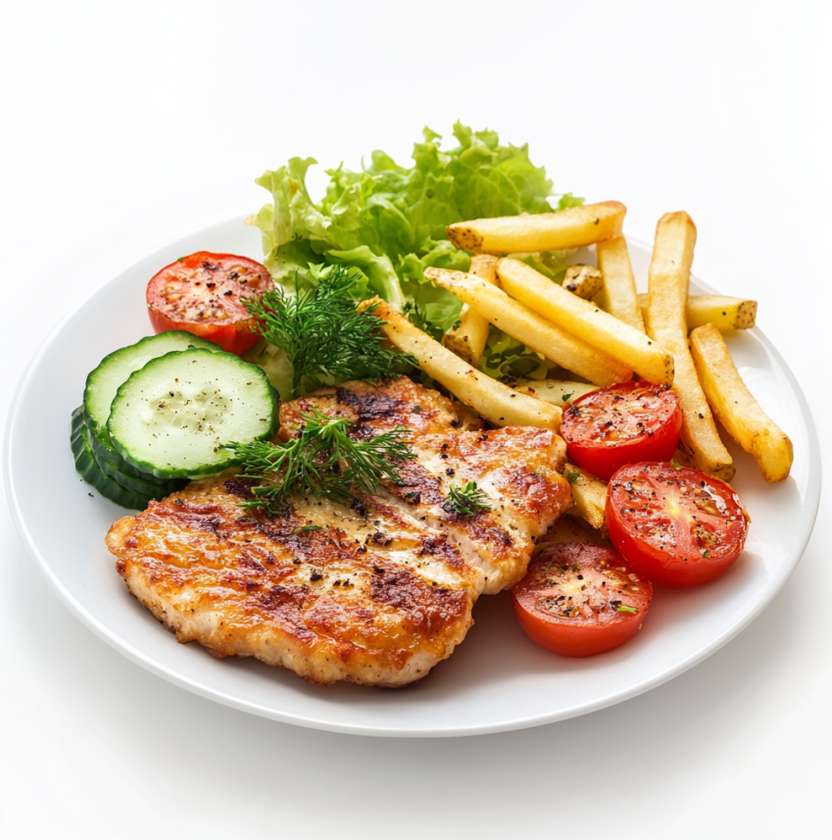 Lithuanian chop with tomatoes and cheese