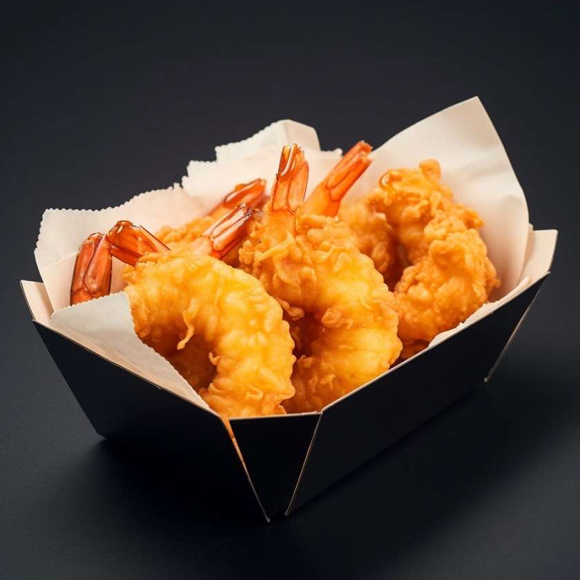 Prawns in tempura salad - fried dishes