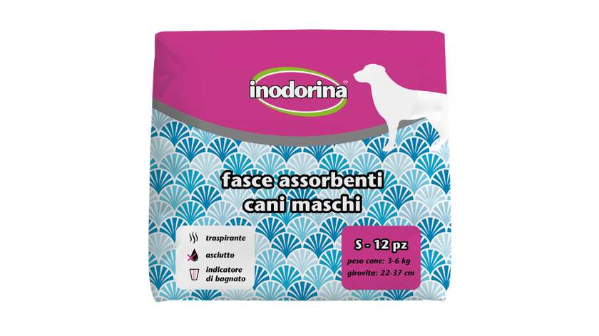 Inodorina Absorbent Nappies for Male Dogs Small, X 12
