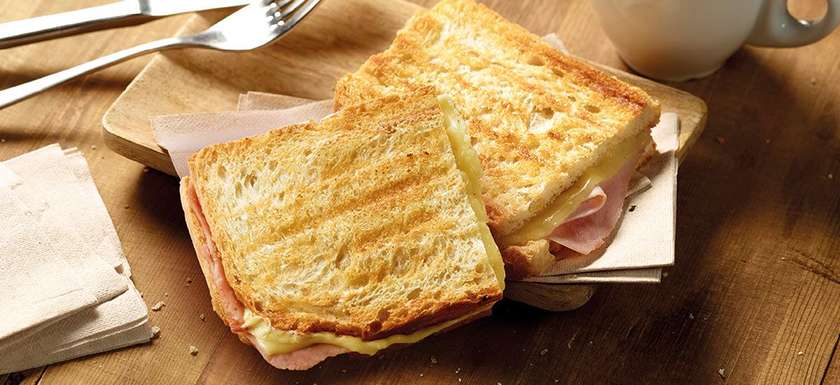 Grilled Ham and Cheese Sandwich on Sliced Bread