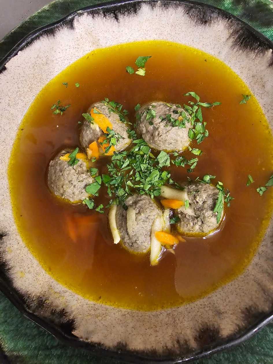 Beef broth with liver dumplings