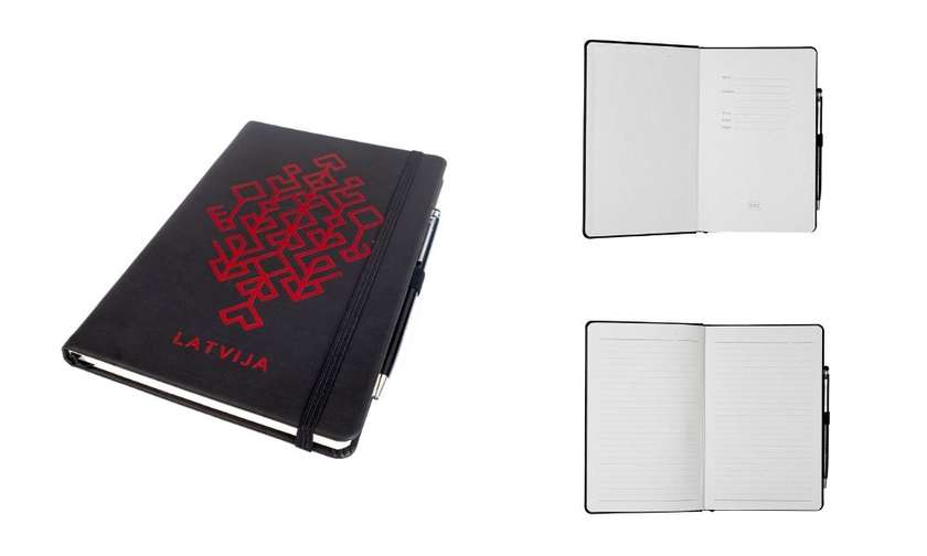 Piezīmju Grāmata “Dzīvības Koks” ar Pildspalvu, LATVIJA, Sarkana, 13.5×21 cm