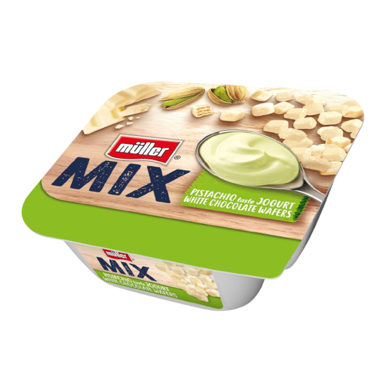 Muller, Mix Iaurt cu Fistic si Napolitane, 130 g (expiră în curând)