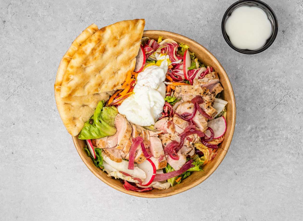 Salad with grilled pork Tenderloin