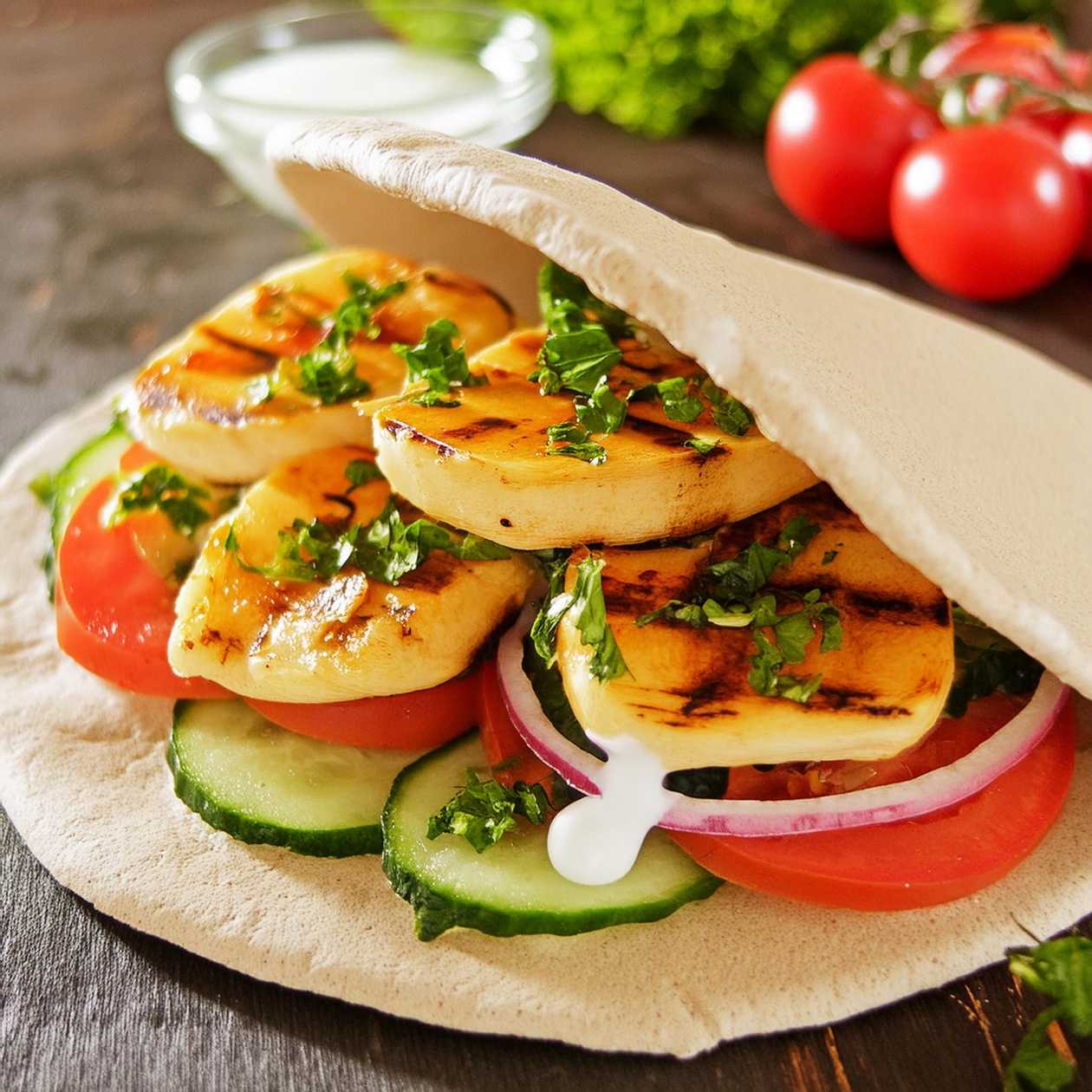 Halloumi v pita chlebu