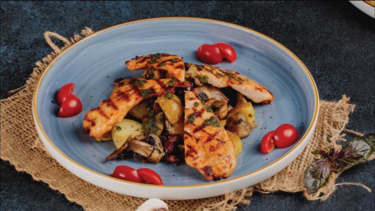 Grilled chicken with vegetables