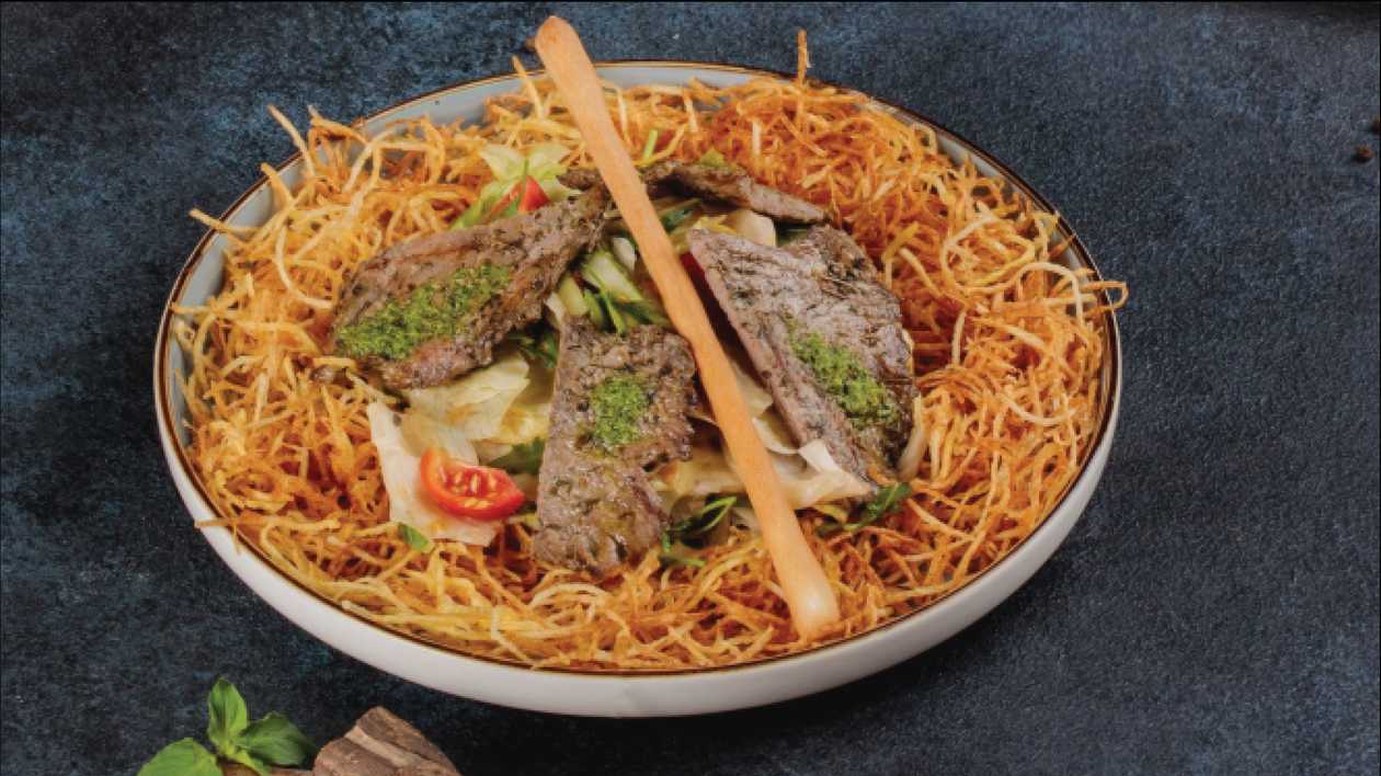 Warm meat salad
