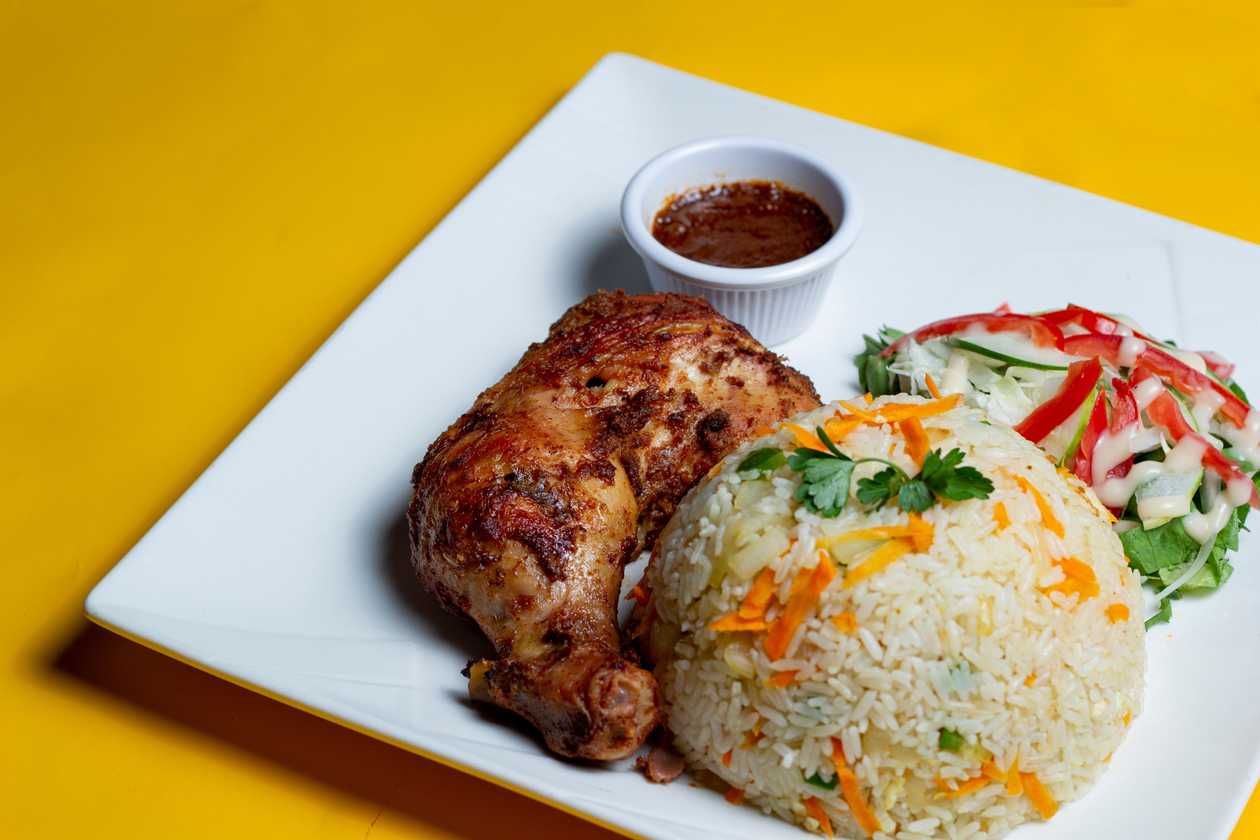 Fried rice and grilled chicken
