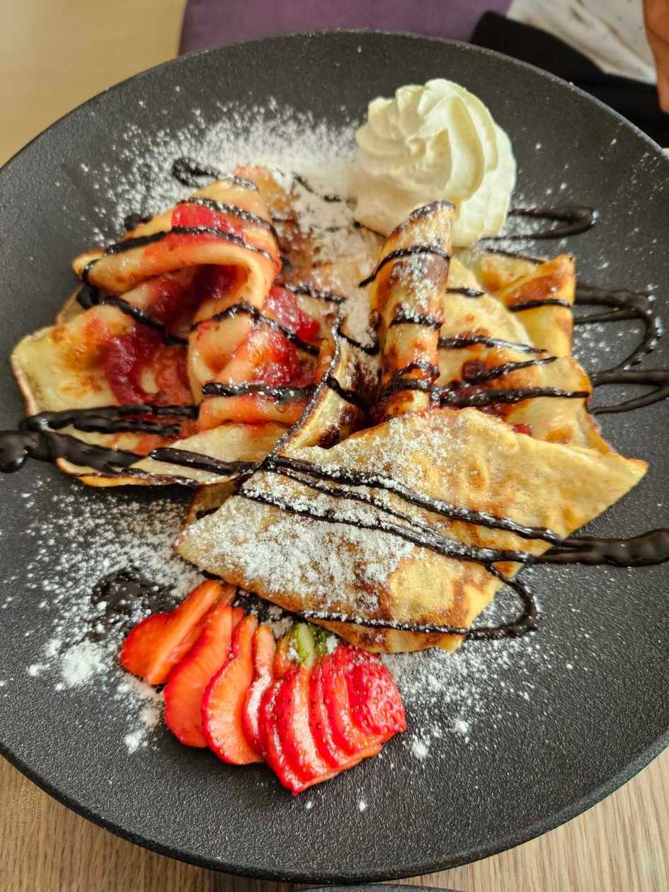 Pancakes with jam and chocolate