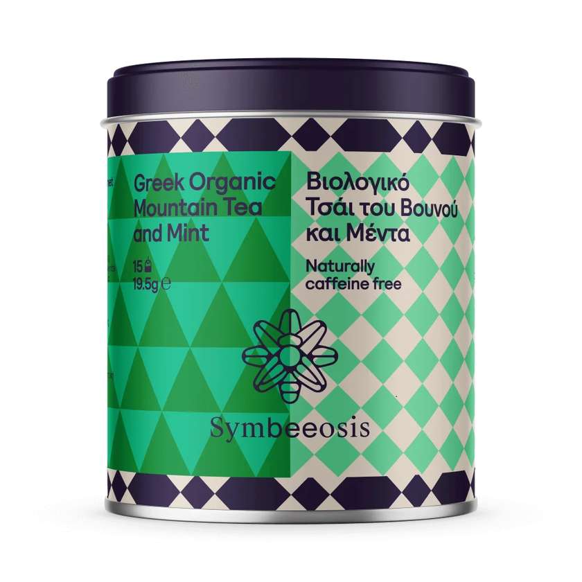 Symbeeosis Greek Organic Mountain Tea and Mint, 15 pcs