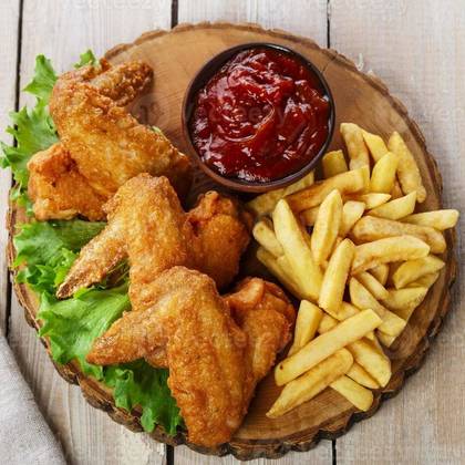Yam Chips With Chicken Wings