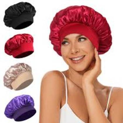Renewed Wide Band Satin Bonnet Cap
