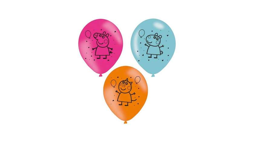 6 латексных шаров Peppa Pig 23 см / 9 дюймов