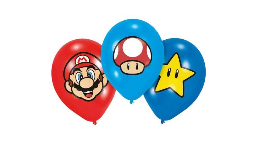6 латексных шаров Super Mario 27,5 см / 11"