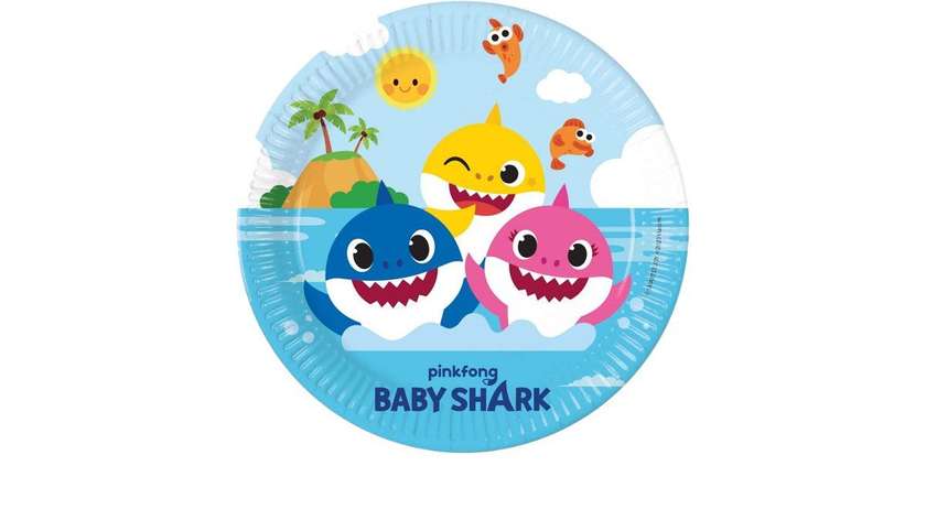 8 бумажных тарелок Baby Shark, 23 см