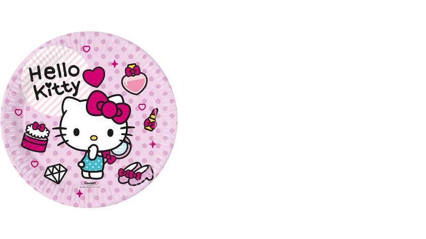 8 бумажных тарелок Hello Kitty, 23 см