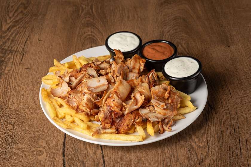 French fries fri with meat