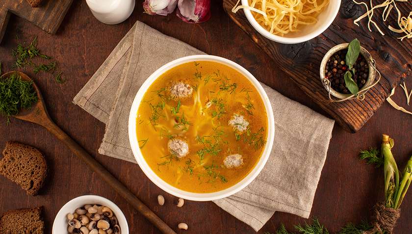 Noodle soup with meatballs