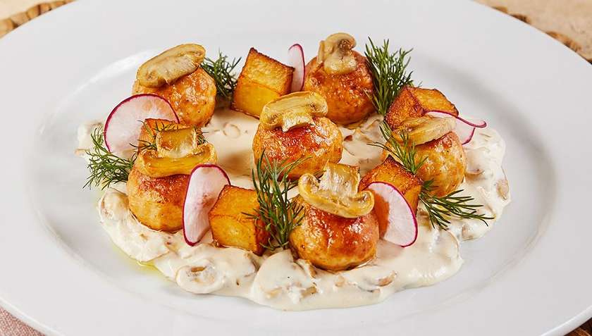 Chicken Balls with Creamy Mushrooms sauce