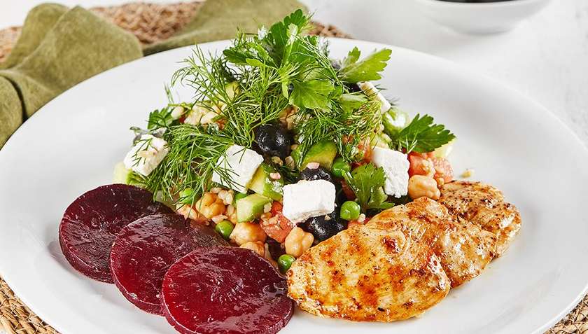 Chicken Salad with Bulgur and Beetroot