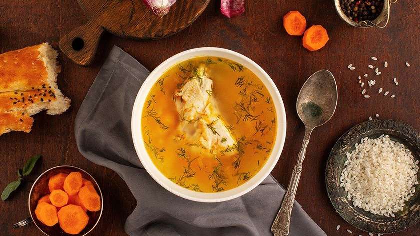 Chick soup with rice