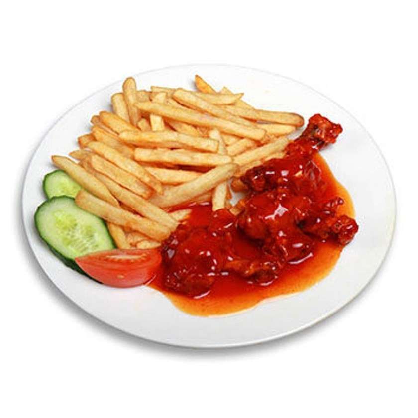154. French fries with chicken wings
