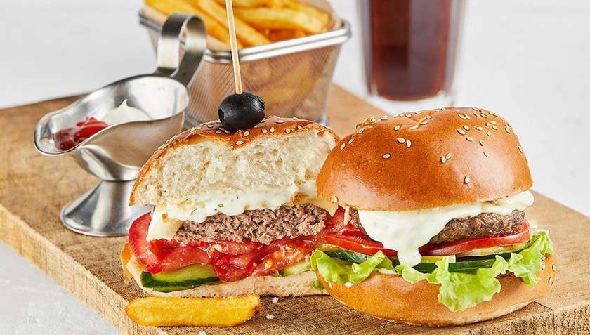 Burger with cheese sauce