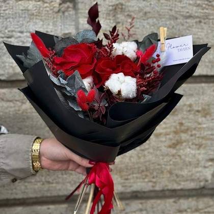 Bouquet with Red Eternal Roses № 2